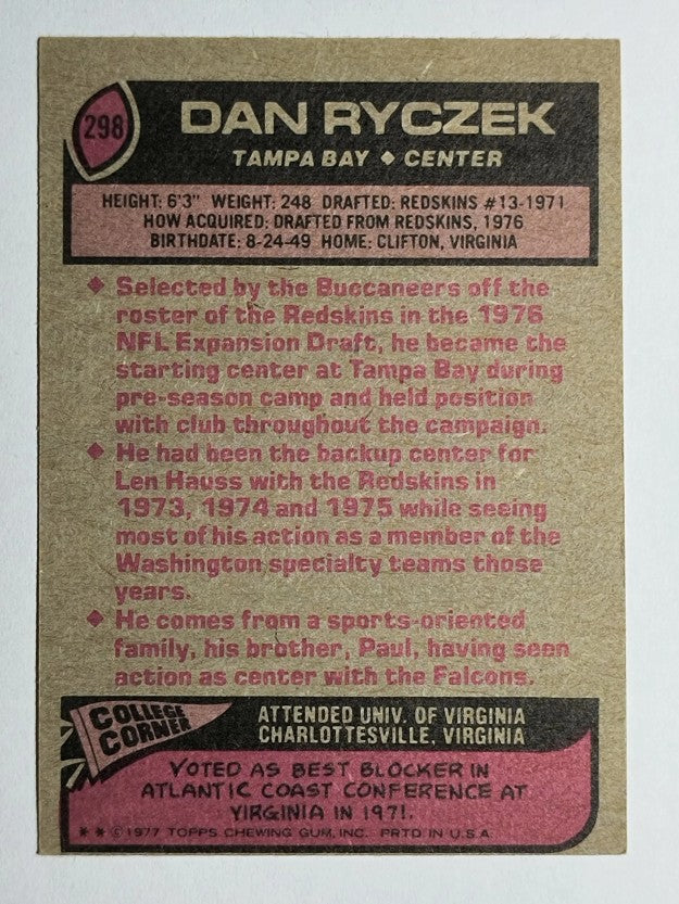 1977 Topps #298 Dan Ryczek (VGEX)