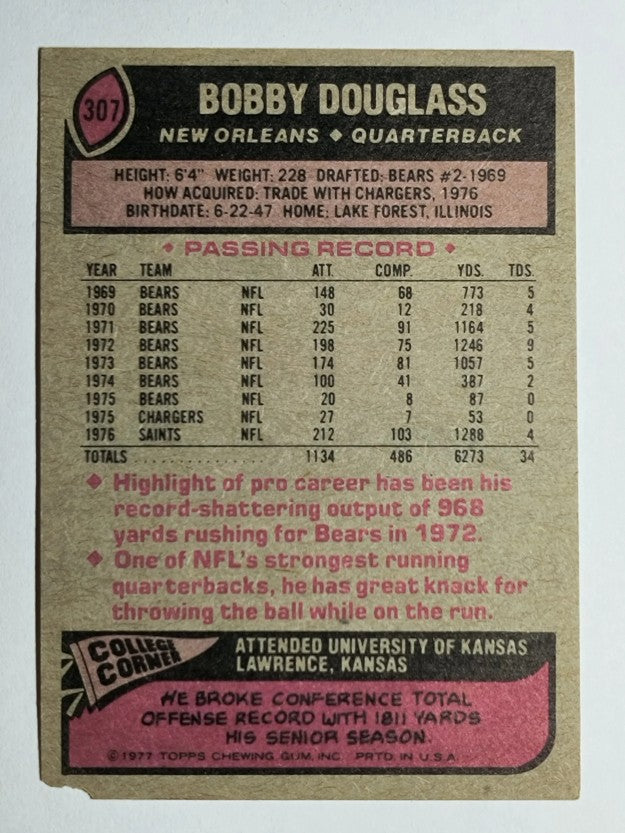 1977 Topps #307 Bobby Douglass (GOOD)