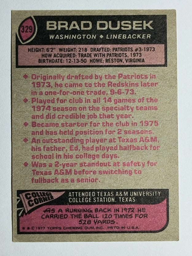 1977 Topps #329 Brad Dusek (EX)