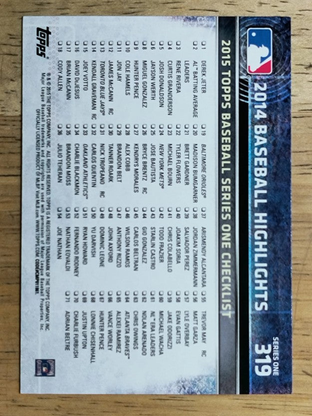 2015 Topps #319 Derek Jeter BH