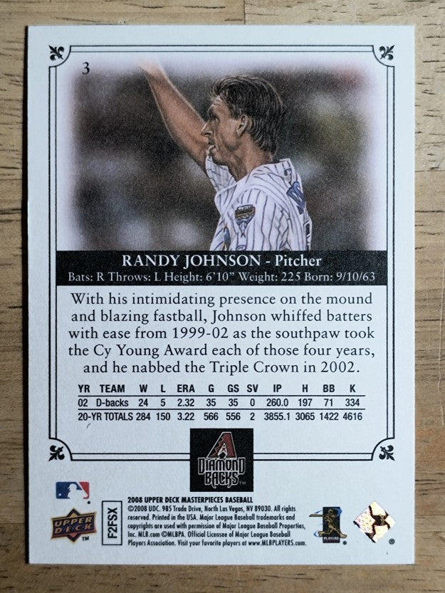 2008 UD Masterpieces #3 Randy Johnson