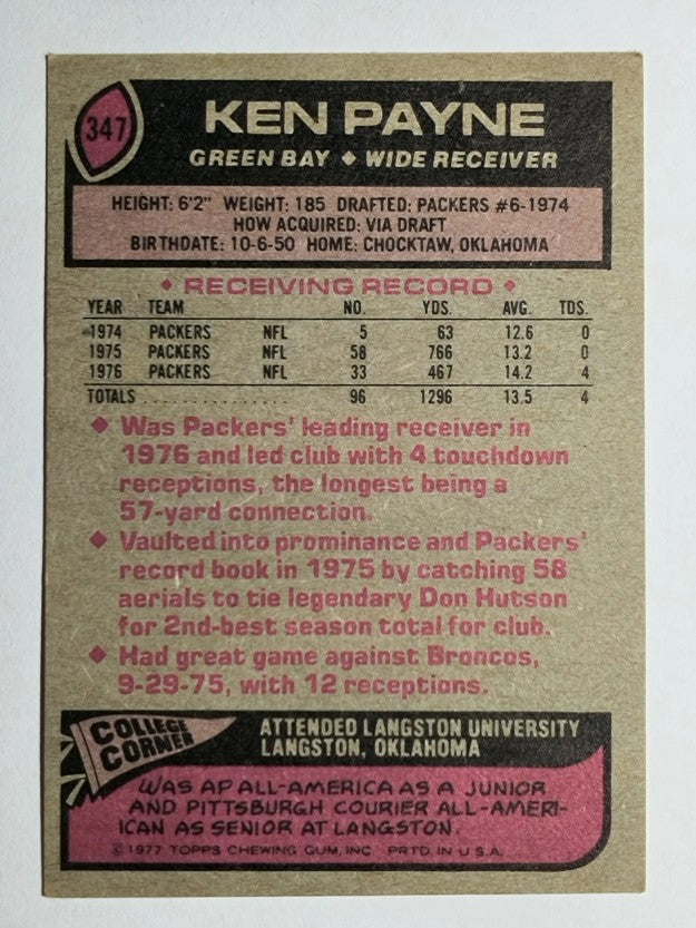 1977 Topps #347 Ken Payne (VGEX)