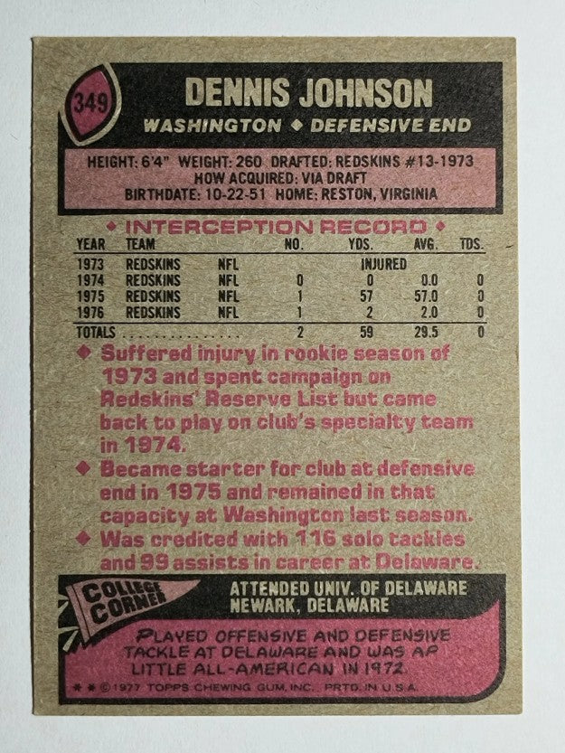 1977 Topps #349 Dennis Johnson (EX)