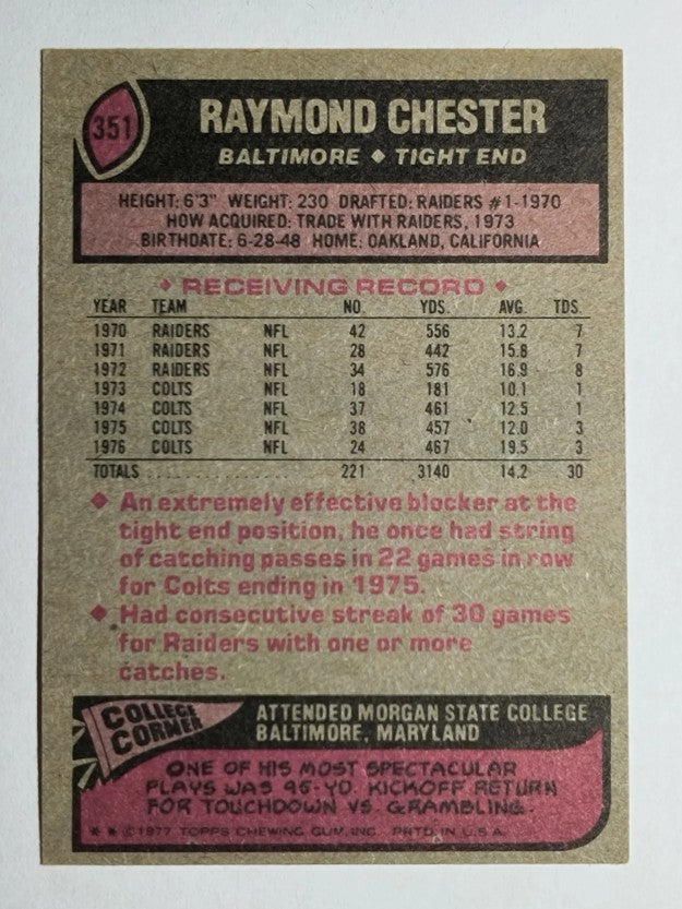 1977 Topps #351 Raymond Chester (EX)