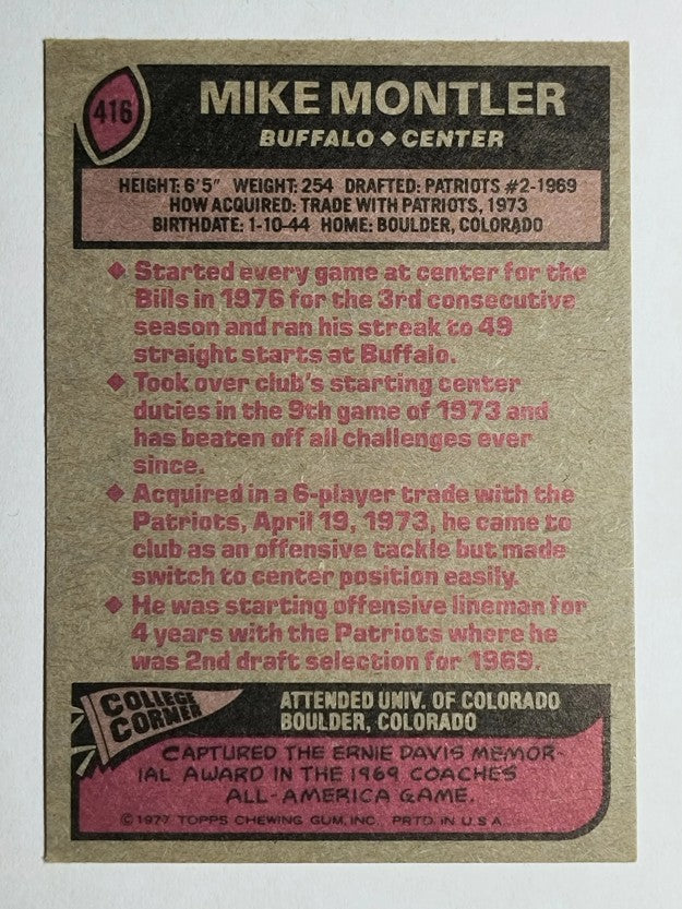 1977 Topps #416 Mike Montler (EXMT)
