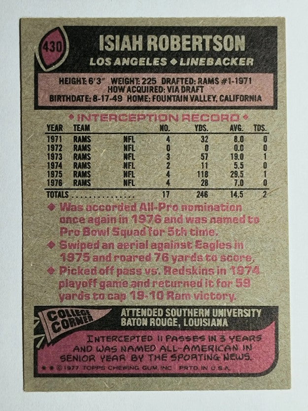1977 Topps #430 Isiah Robertson (EX)