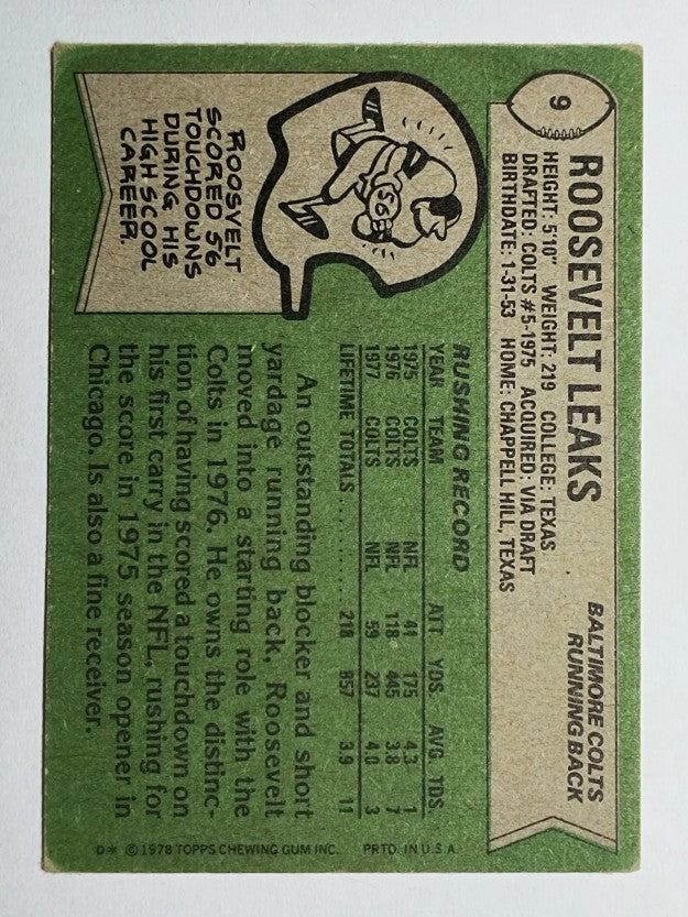 1978 Topps #9 Roosevelt Leaks (EX)