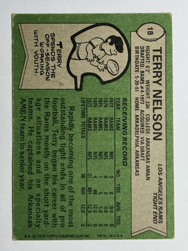 1978 Topps #18 Terry Nelson RC (VGEX)