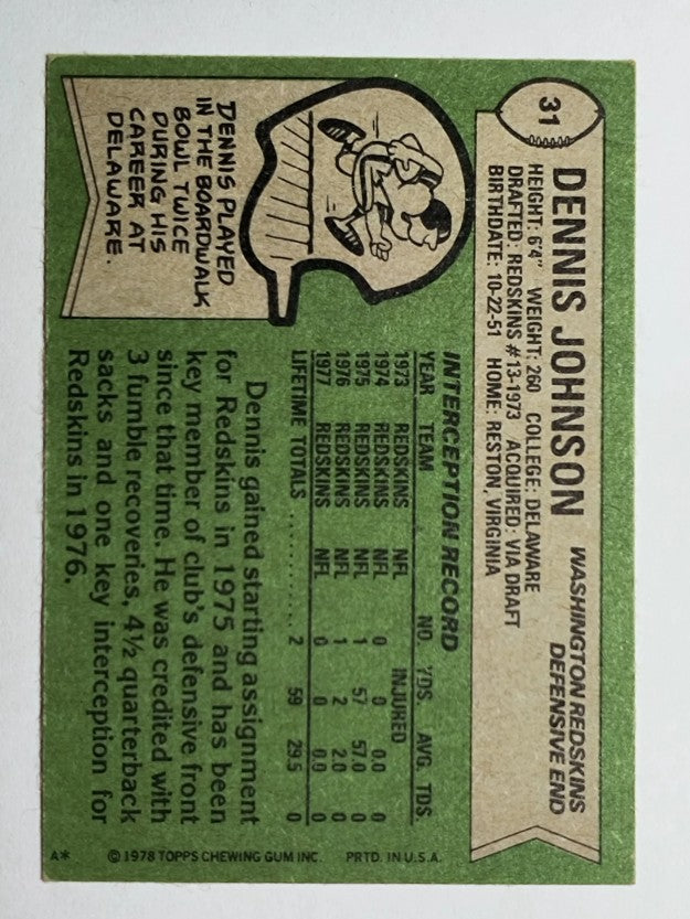 1978 Topps #31 Dennis Johnson (VG)