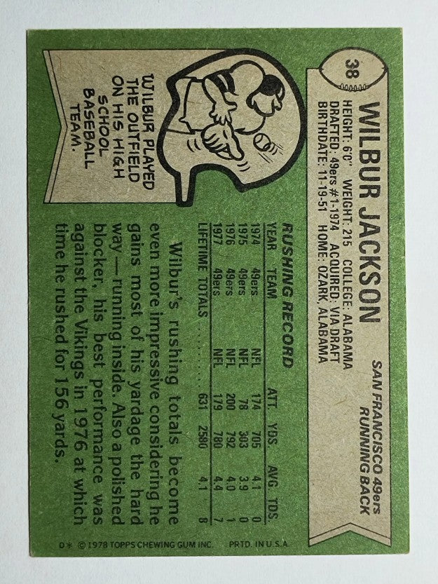 1978 Topps #38 Wilbur Jackson (EX)