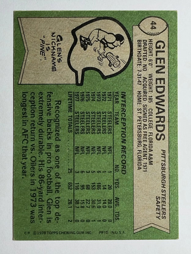 1978 Topps #44 Glen Edwards (EX)