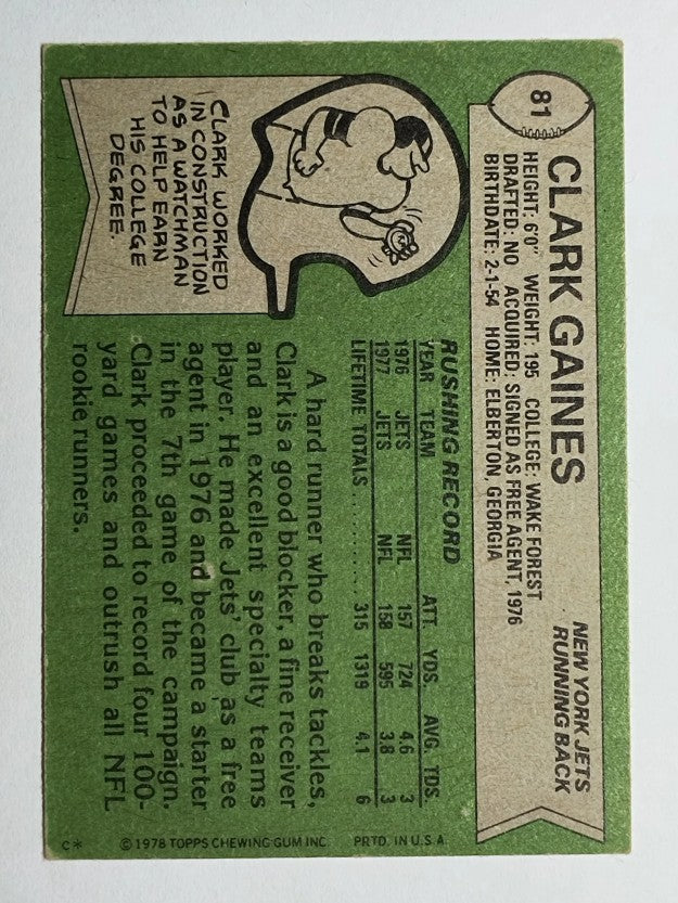 1978 Topps #81 Clark Gaines (VGEX)