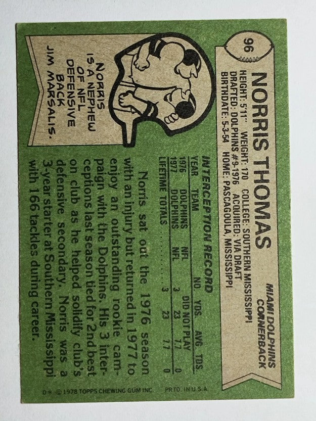 1978 Topps #96 Norris Thomas RC (EX)