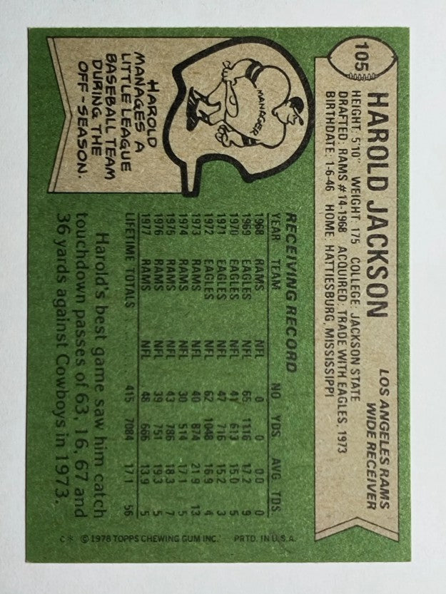 1978 Topps #105 Harold Jackson (EXMT)