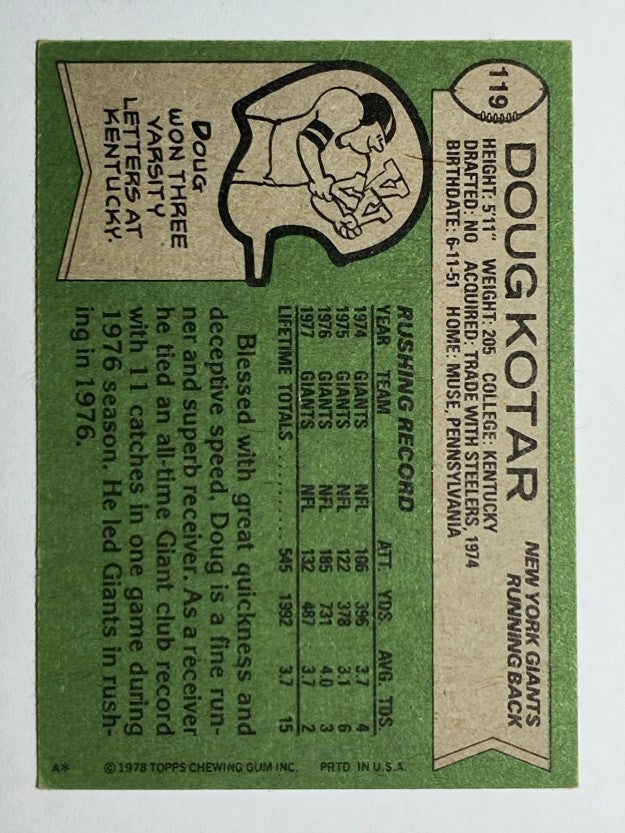1978 Topps #119 Doug Kotar (EX)
