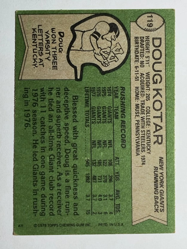 1978 Topps #119 Doug Kotar (EX)