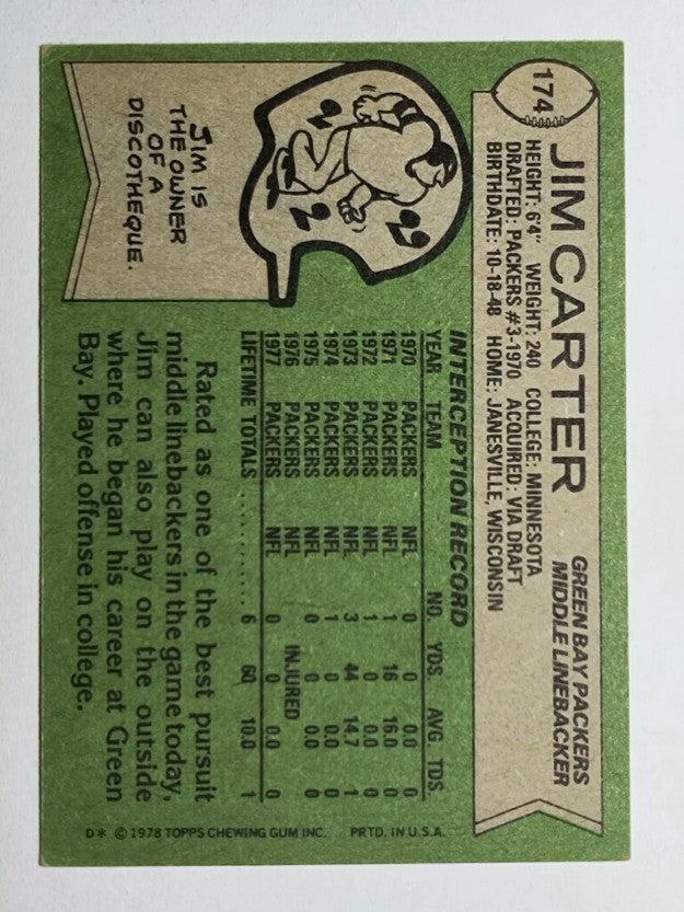 1978 Topps #174 Jim Carter (VG)