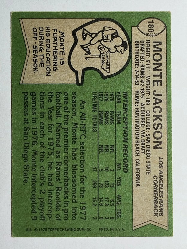 1978 Topps #180 Monte Jackson (EX)