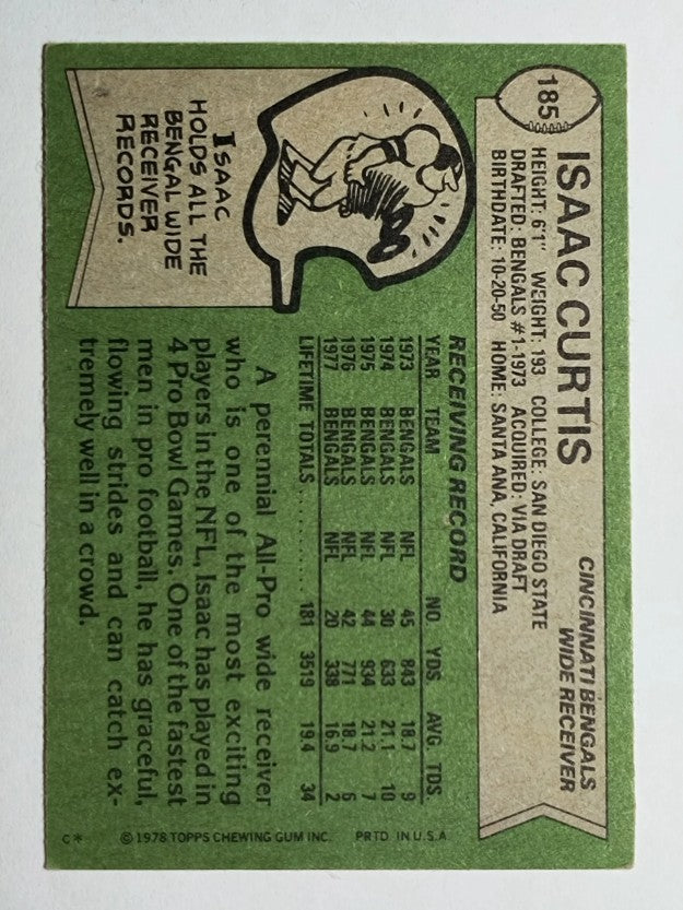 1978 Topps #185 Isaac Curtis (VG)