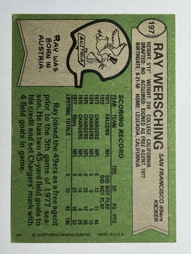 1978 Topps #197 Ray Wersching (EX)