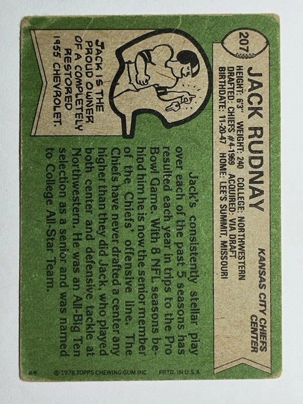 1978 Topps #207 Jack Rudnay (GOOD)