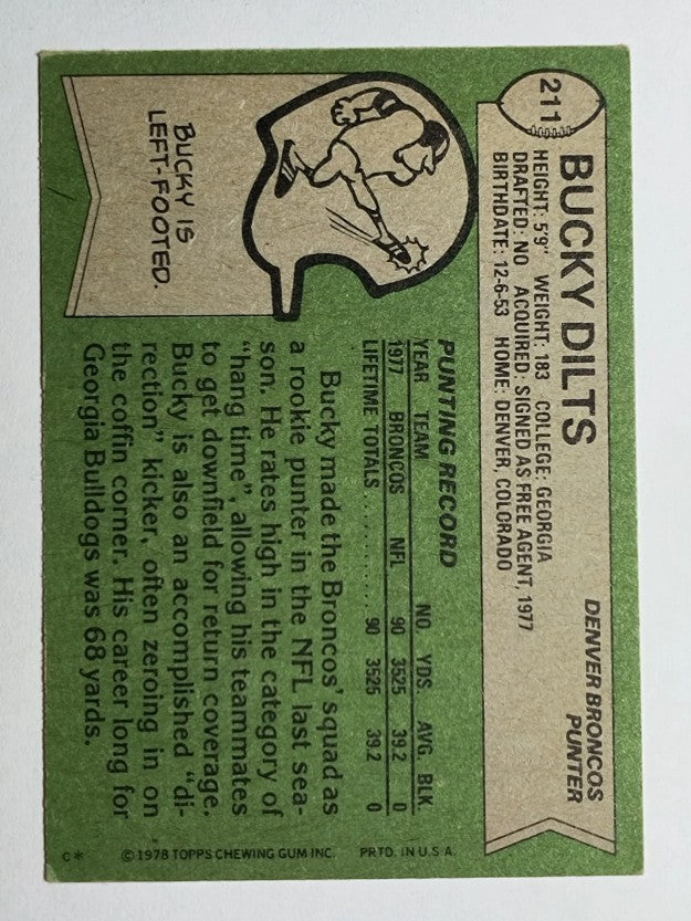1978 Topps #211 Bucky Dilts RC (VGEX)