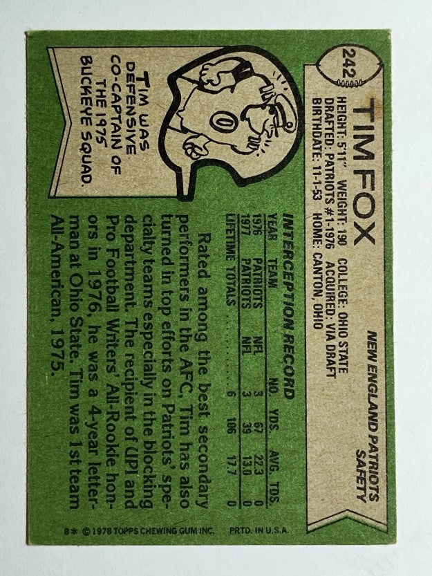 1978 Topps #242 Tim Fox (VGEX)