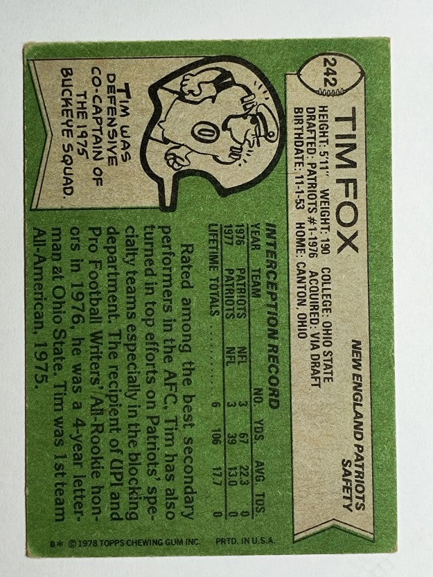 1978 Topps #242 Tim Fox (VGEX)