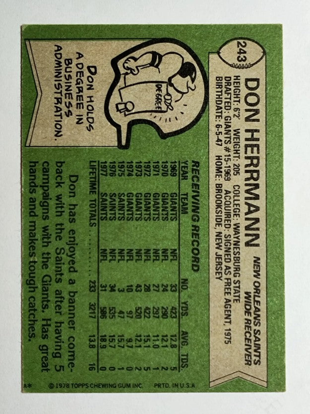 1978 Topps #243 Don Herrmann (EX)