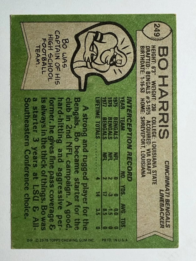 1978 Topps #249 Bo Harris RC (VGEX)