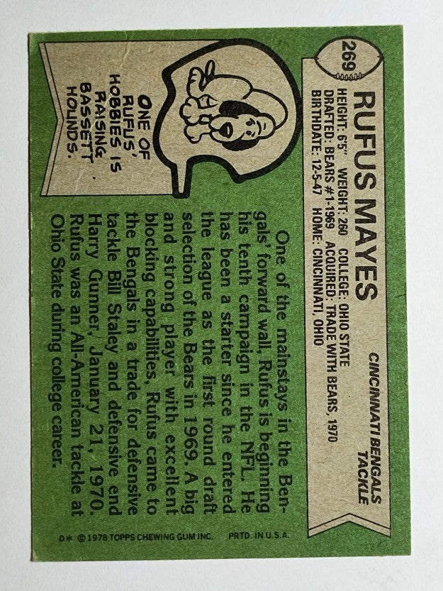 1978 Topps #269 Rufus Mayes (VG)