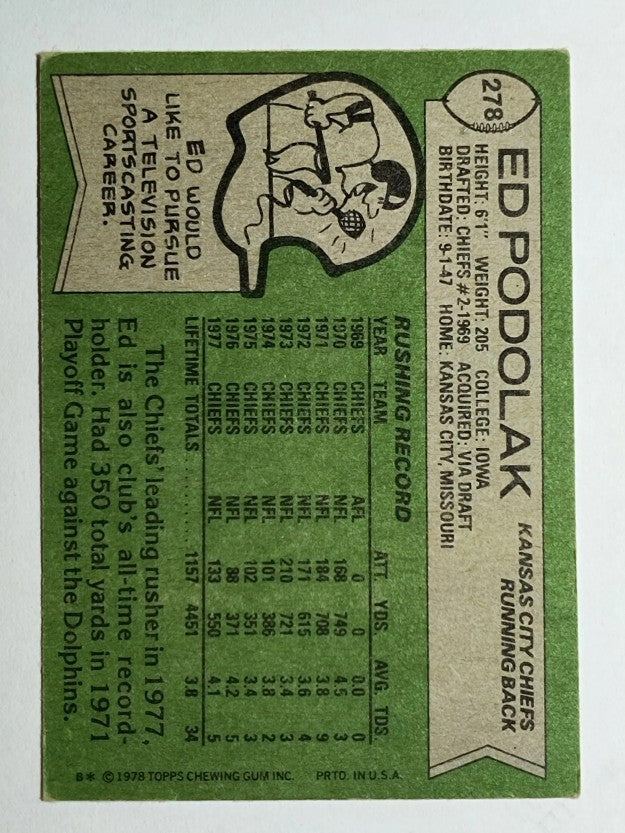 1978 Topps #278 Ed Podolak (VGEX)
