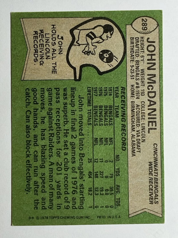 1978 Topps #289 John McDaniel (EX)