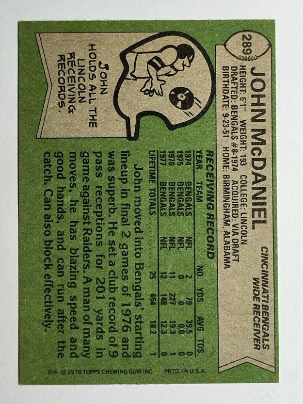 1978 Topps #289 John McDaniel (NM)