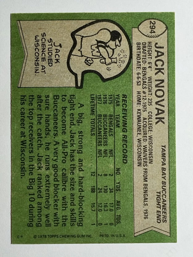 1978 Topps #294 Jack Novak RC (NMMT)