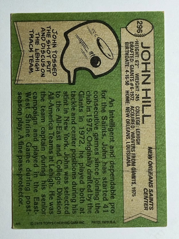 1978 Topps #296 John Hill (VGEX)