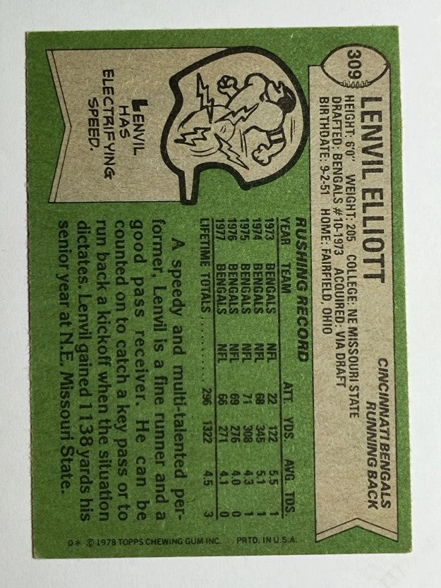 1978 Topps #309 Lenvil Elliott (EX)