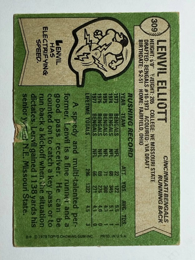 1978 Topps #309 Lenvil Elliott (POOR)