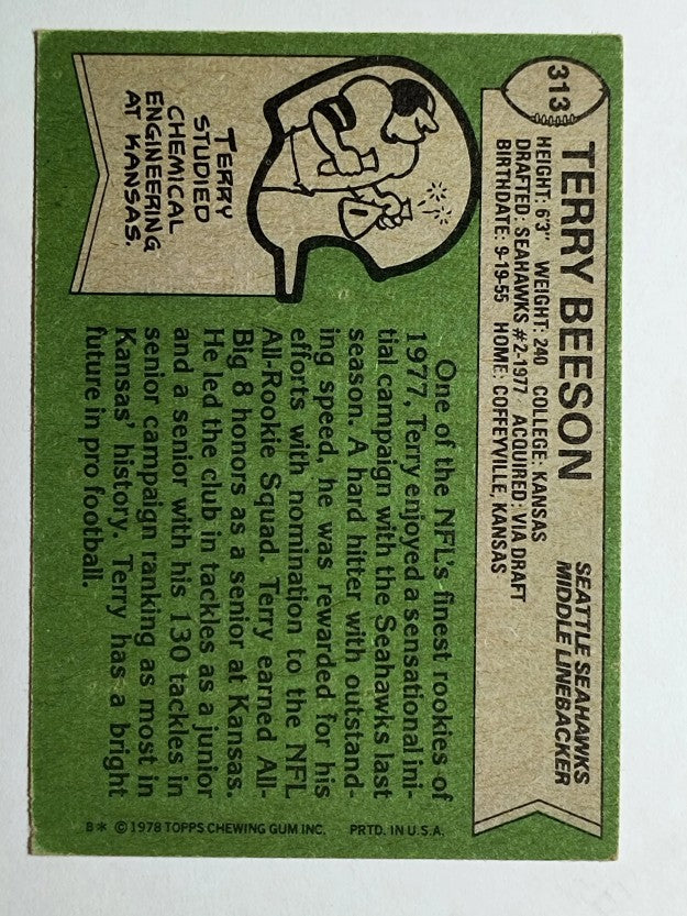 1978 Topps #313 Terry Beeson RC (VGEX)