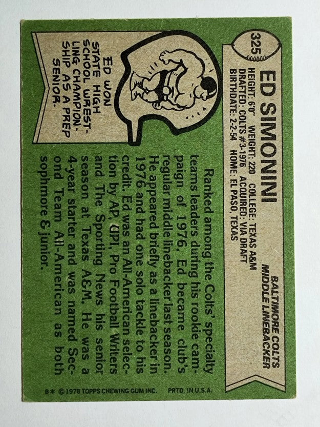 1978 Topps #325 Ed Simonini RC (VG)