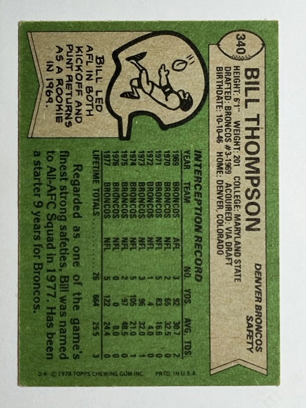 1978 Topps #340 Bill Thompson (EX)