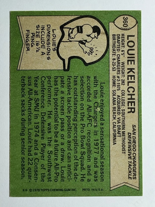 1978 Topps #360 Louie Kelcher RC (EX)
