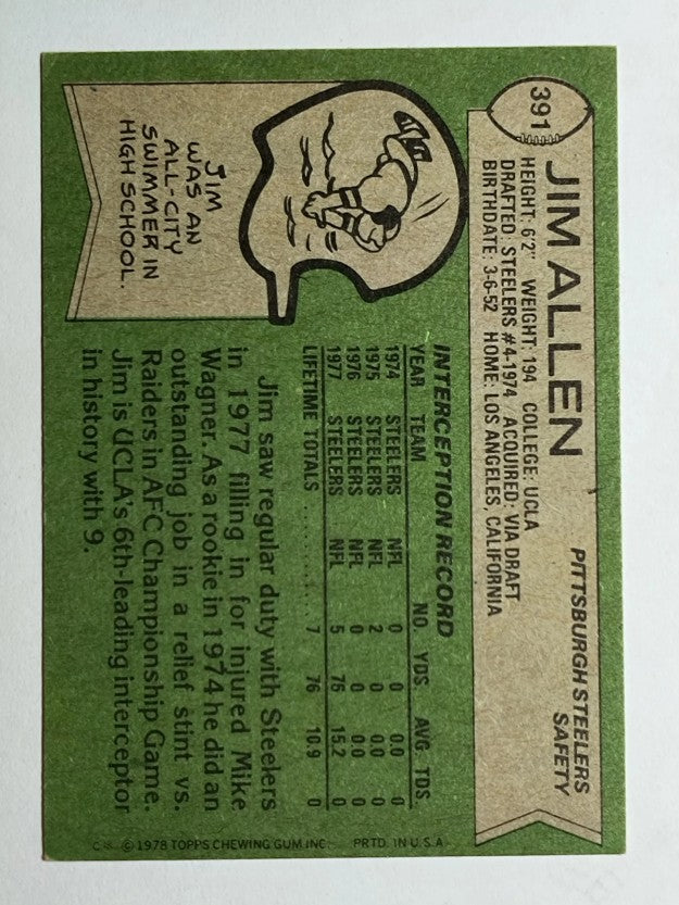 1978 Topps #391 Jim Allen RC (EX)