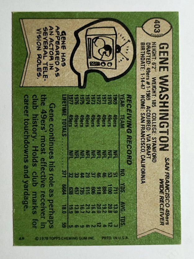 1978 Topps #403 Gene Washington (VG)