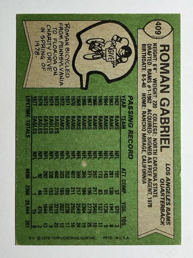 1978 Topps #409 Roman Gabriel (VG)