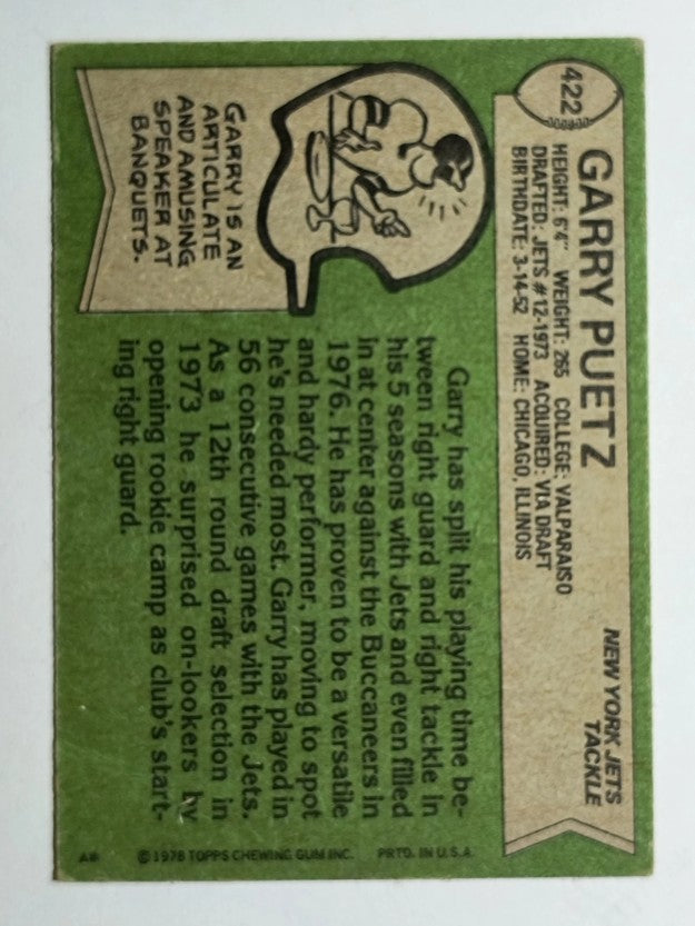 1978 Topps #422 Garry Puetz (GOOD)
