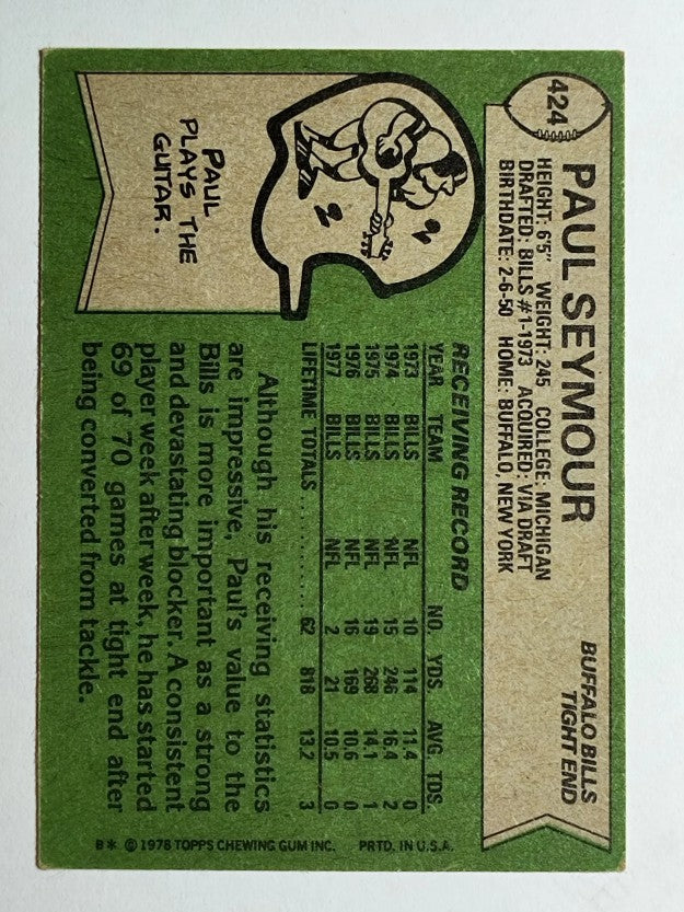 1978 Topps #424 Paul Seymour (EX)