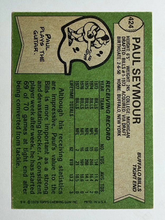1978 Topps #424 Paul Seymour (EX)