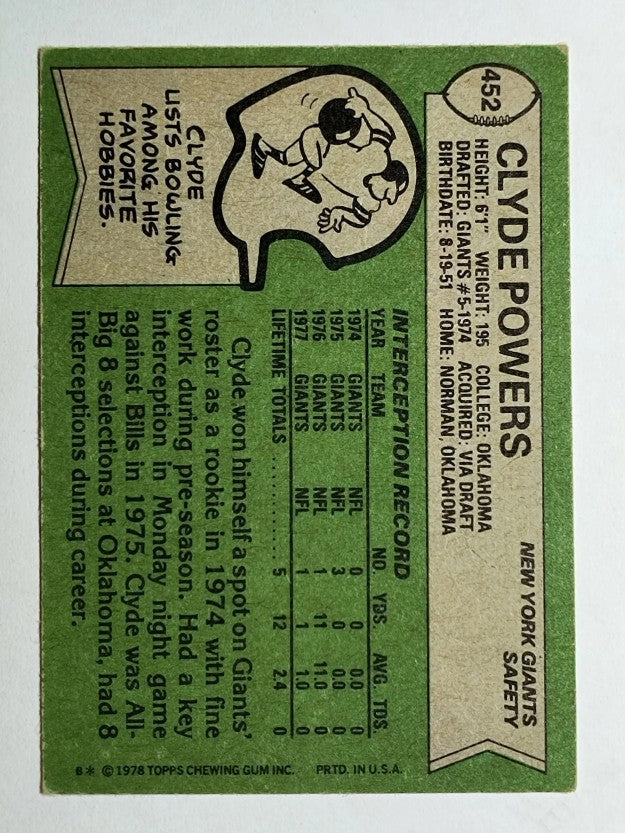 1978 Topps #452 Clyde Powers (EX)