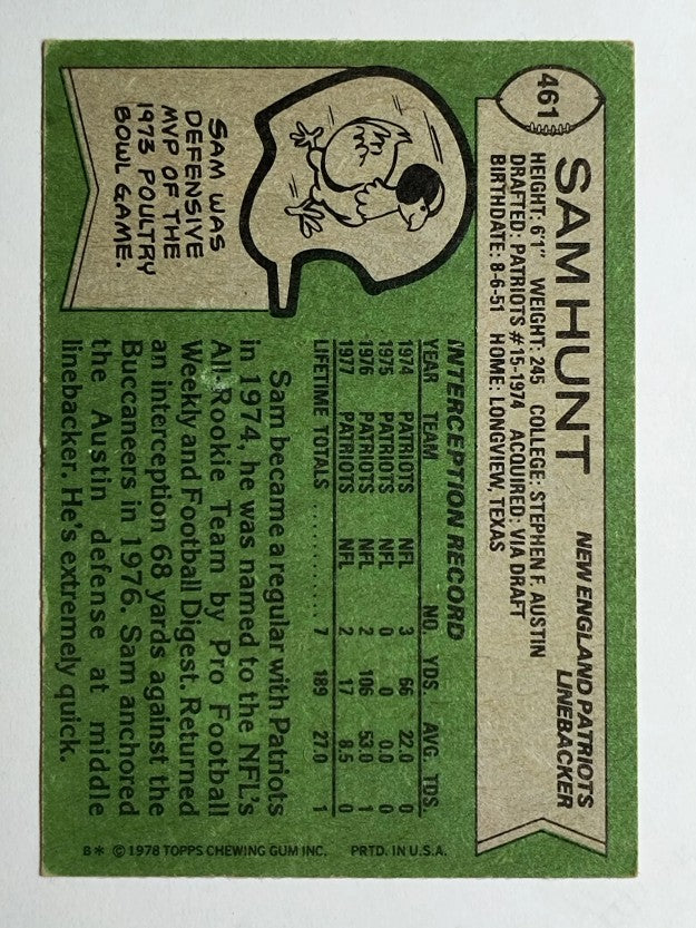 1978 Topps #461 Sam Hunt (VG)